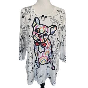 Et' Lois Frenchy Art To Wear Soft Knit Tunic Blouse Top Sz L